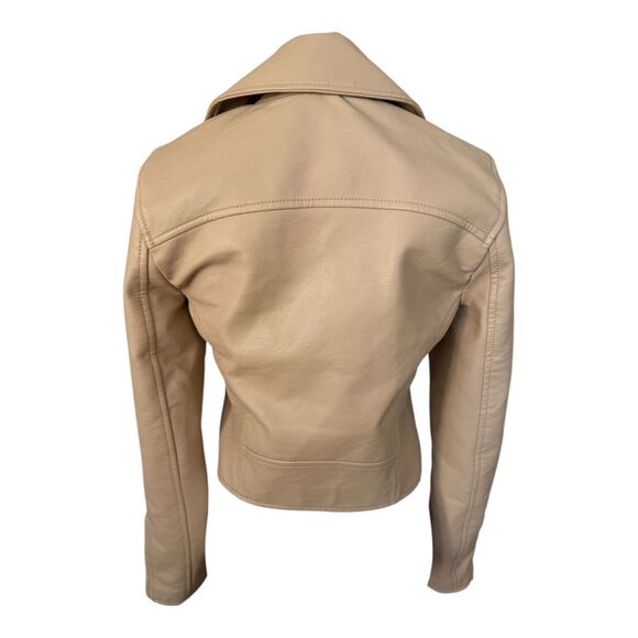 Abercrombie & Fitch Women's Vegan Leather Moto ShortJacket Light Tan Nubuck Sz S - Picture 11 of 16